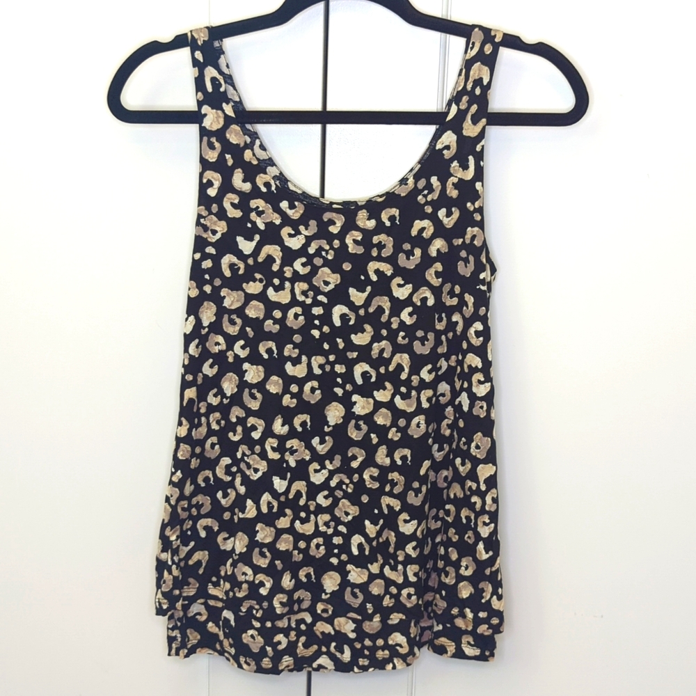 KENSIE Leopard Print Tiered Tank Top